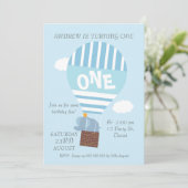 Elephant Hot Air Ballon 1. Geburtstag Einladung (Stehend Vorderseite)