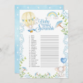 Elephant Hot Air Ballon Baby Word Scramble Game Einladung (Vorne/Hinten)