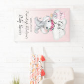 Elephant Hot Air Ballon Babydusche Es ist ein Mädc Banner (Insitu)