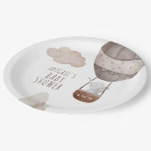 Elephant Hot Air Ballon Boho Baby Shower Pappteller (Schrägansicht)