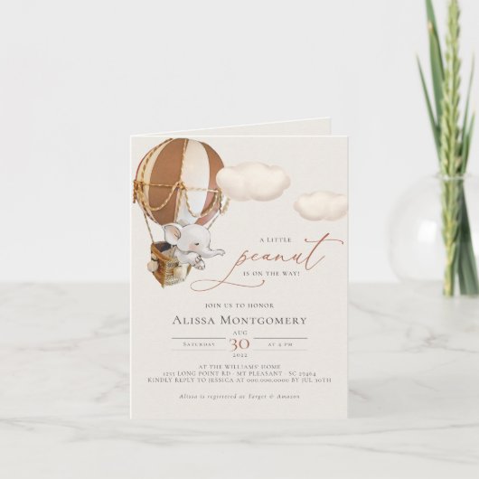 Elephant Hot-Air-Ballon-Einladung Einladung (Vorderseite)