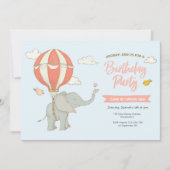 Elephant Hot Air Ballon Einladung zum Geburtstag (Vorderseite)