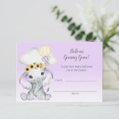 Elephant Hot Air Ballon Lila Guessing Count Begleitkarte (Stehend Vorderseite)