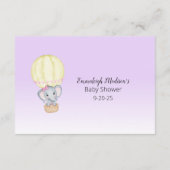 Elephant Hot Air Ballon Mama Bly Size Lila Begleitkarte (Rückseite)