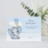 Elephant Hot Air Balloon Baby Boy Guessing Count Begleitkarte (Stehend Vorderseite)