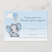 Elephant Hot Air Balloon Baby Boy Name Game Enclos Begleitkarte (Vorderseite)