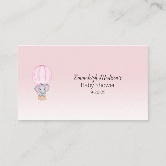 Elephant Hot Air Balloon Baby Diaper Raffle Begleitkarte (Rückseite)