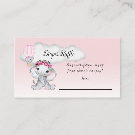 Elephant Hot Air Balloon Baby Diaper Raffle Begleitkarte (Vorderseite)