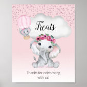 Elephant Hot Air Balloon Baby Dusche Leckereien Un Poster (Vorne)