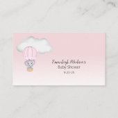 Elephant Hot Air Balloon Baby Girl Diaper Raffle Begleitkarte (Rückseite)