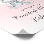 Elephant Hot Air Balloon Baby Girl Willkommen Poster (Ecke)