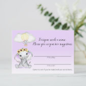 Elephant Hot Air Balloon Baby Name Game Lila Begleitkarte (Stehend Vorderseite)