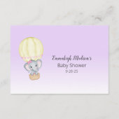 Elephant Hot Air Balloon Baby Name Game Lila Begleitkarte (Rückseite)