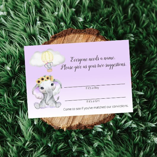 Elephant Hot Air Balloon Baby Name Game Lila Begleitkarte