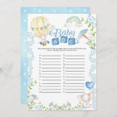 Elephant Hot Air Balloon Baby Shower ABCs Game Einladung (Vorne/Hinten)