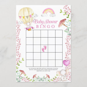 Elephant Hot Air Balloon Baby Shower Bingo Game Einladung