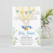 Elephant Hot Air Balloon Baby Shower Einladung (Stehend Vorderseite)