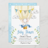 Elephant Hot Air Balloon Baby Shower Einladung (Vorne/Hinten)