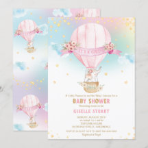 Elephant Hot Air Balloon Baby Shower Girl