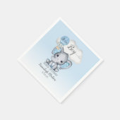 Elephant Hot Air Balloon Blue Baby Dusche für Jung Serviette (Ecke)