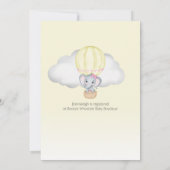 Elephant Hot Air Balloon Girl Baby Shower | Gelb Einladung (Rückseite)