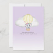 Elephant Hot Air Balloon Girl Baby Shower | LILA Einladung (Rückseite)