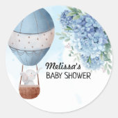 Elephant Hot Air Balloon Hydrangea Cupcake Topper Runder Aufkleber (Vorderseite)