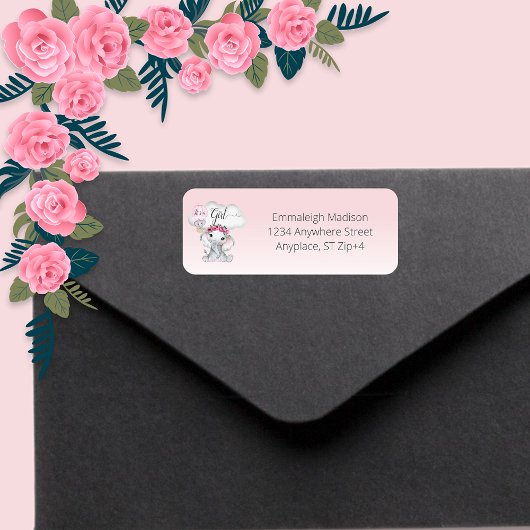 Elephant HotAir Balloon Baby Shower Rücksendeadres