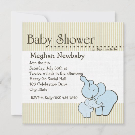Elephant Hugs Baby Shower Einladung (Vorderseite)