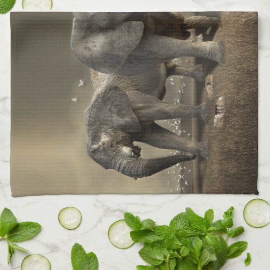 Elephant Hunter auf Safari Geschirrtuch (Gefaltet)