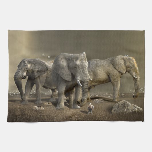 Elephant Hunter auf Safari Geschirrtuch (Horizontal)