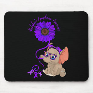 Elephant Hydrocephalus Awareness Blue Ribbon Glass Mousepad