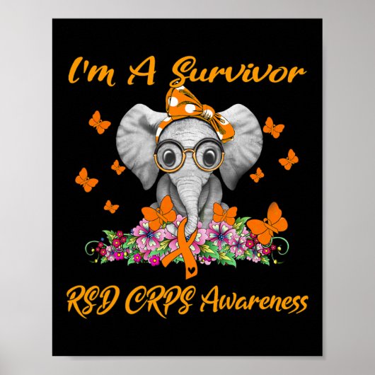 Elephant I bin ein Survivor RSD CRPS Bewusstsein Poster (Vorne)