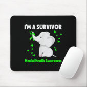 Elephant I bin ein Überlebender Mental Health Awar Mousepad (Mit Mouse)