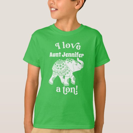 Elephant I Liebe Name a Ton Kids Personalisiert T-Shirt (Vorderseite)