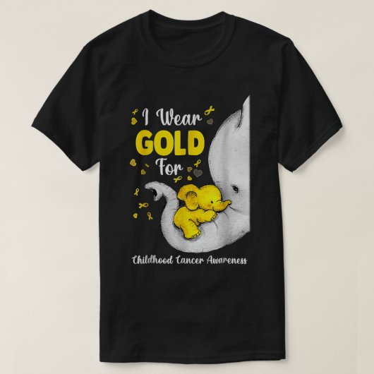 Elephant I trage Gold Ribbon für Krebs im Kindesal T-Shirt (Design vorne)