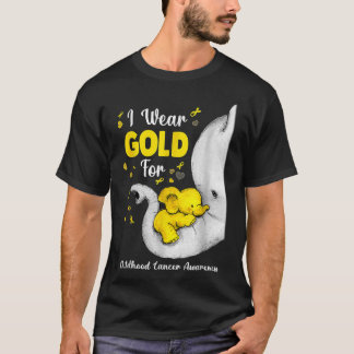 Elephant I trage Gold Ribbon für Krebs im Kindesal T-Shirt
