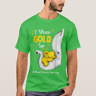 Elephant I trage Gold Ribbon für Krebs im Kindesal T-Shirt