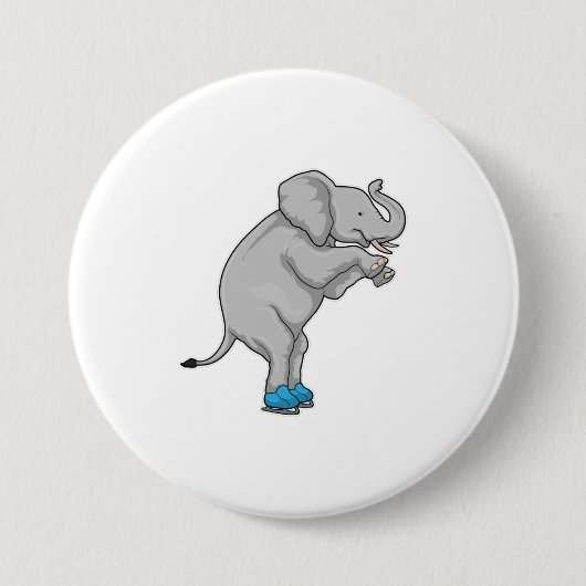 Elephant Ice Skaten Ice Skate Button (Vorderseite)