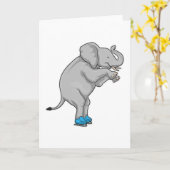 Elephant Ice Skaten Ice Skate Karte (Gelbe Blume)
