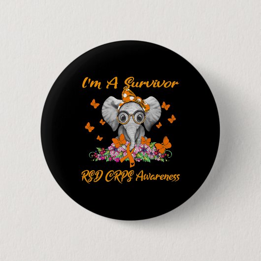 Elephant ich bin ein Überlebender Rsd Crps Bewusst Button (Vorderseite)