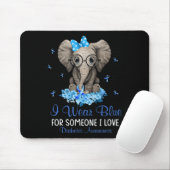 Elephant ich trage Blue für Jemand Diabetes Awaren Mousepad (Mit Mouse)