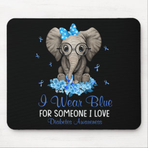 Elephant ich trage Blue für Jemand Diabetes Awaren Mousepad