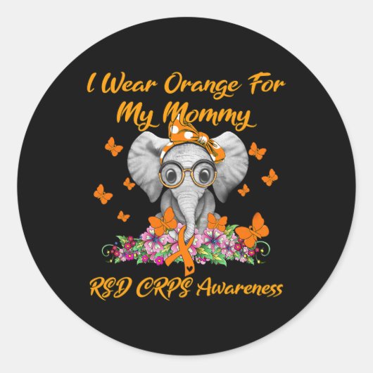 Elephant ich trage Orange für meine Mama RSD CRPS- Runder Aufkleber (Vorderseite)