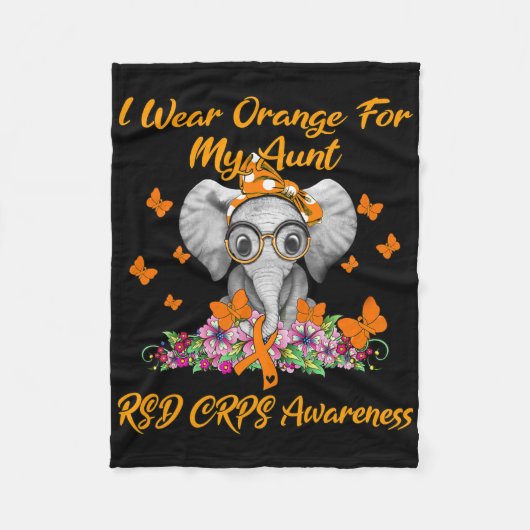 Elephant Ich trage Orange für meine Tante Rsd Crps Fleecedecke (Vorderseite)