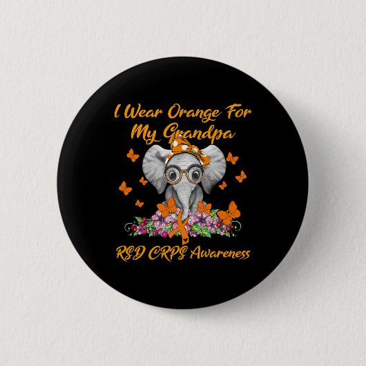 Elephant Ich trage Orange für meinen Großvater Rsd Button (Vorderseite)