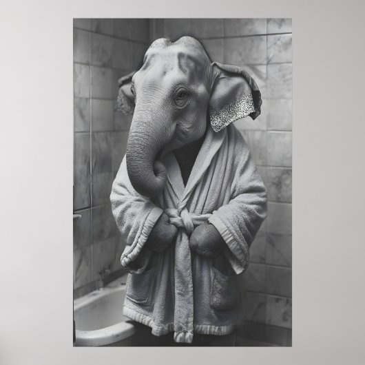 Elephant in Bathrobe Print, Funny Bathroom Art Poster (Vorne)