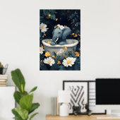 Elephant In Bathtub Poster, Funny Animal Poster (Heimbüro)