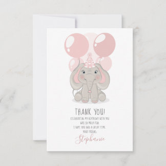 Elephant in Birthday Party - Danke Einladung