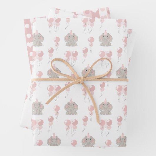 Elephant in Birthday Party Hat Geschenkpapier Set (Beispiel)